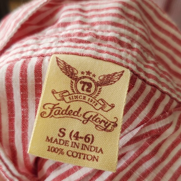 Faded Glory red and white striped button down collared tank top - Picture 5 of 5